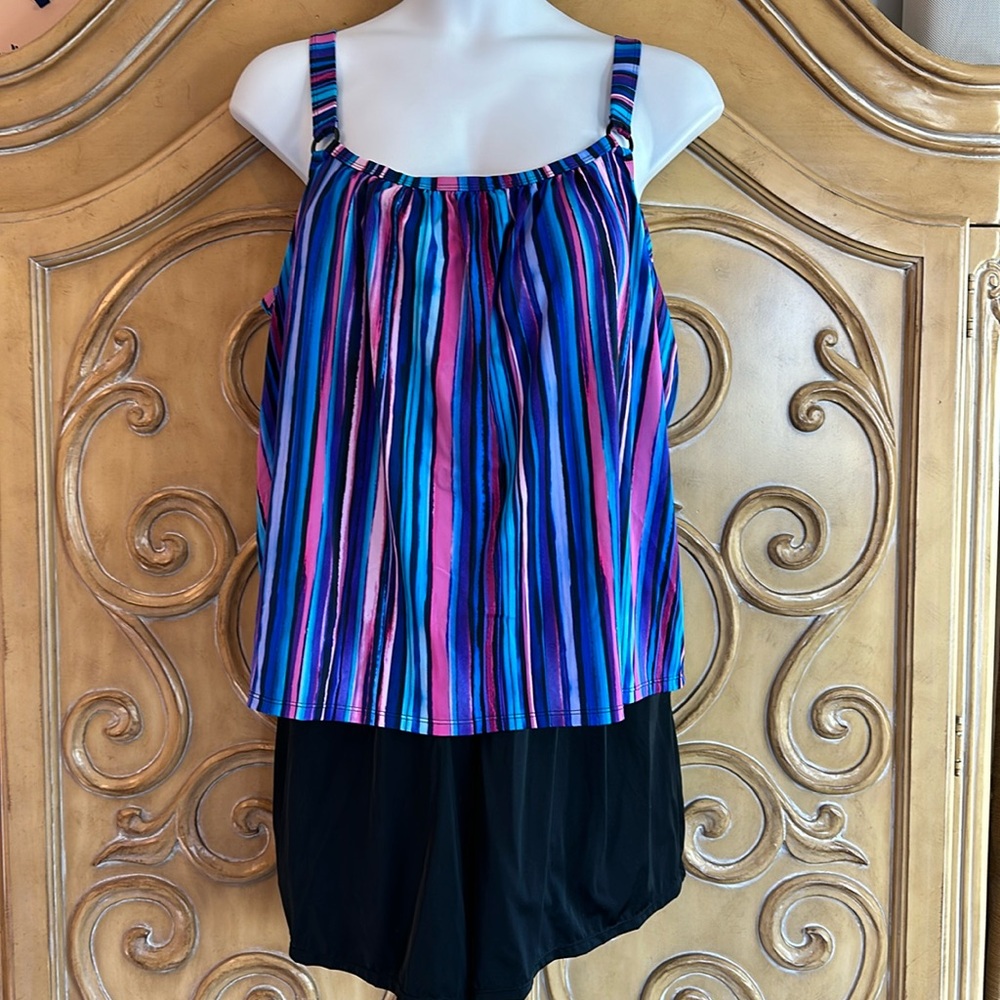 NWOT Swimsuits for All striped swim romper